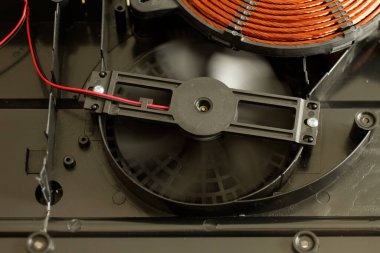 Döndürme indüksiyon tencere fan, soğutma elektronik ve ısıtma mekanizmaları.