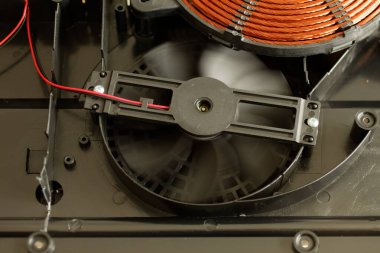 Döndürme indüksiyon tencere fan, soğutma elektronik ve ısıtma mekanizmaları.