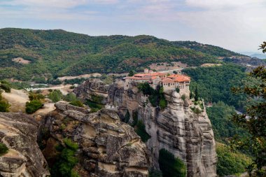 Meteors - a massif of sandstone and conglomerate rocks in central Greece at the northwestern end of the Thessaly plain near the city of Kalambaka with the Orthodox monasteries located there