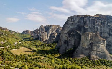 Meteors - a massif of sandstone and conglomerate rocks in central Greece at the northwestern end of the Thessaly plain near the city of Kalambaka with the Orthodox monasteries located there