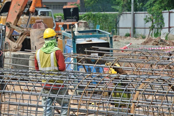 Selangor Malaysia February 2015 Bore Tumpukan Tulangan Yang Dibuat Lokasi — Stok Foto