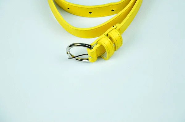 Yellow Lady Waist Belt Isolated White Background Waist Belt Made — Stock Photo, Image