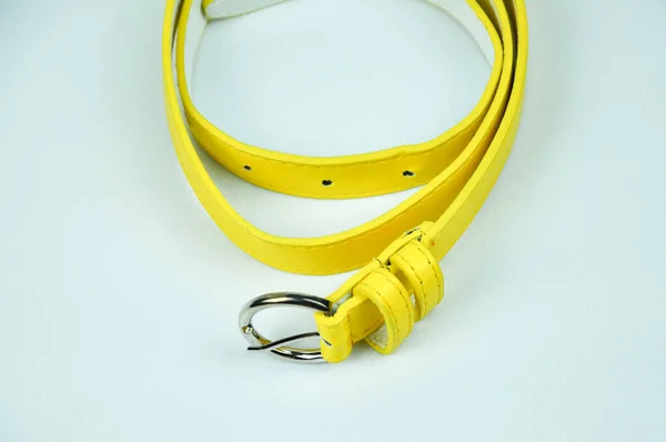 Cinturón Señora Amarillo Aislado Sobre Fondo Blanco Cinturón Cintura Fue — Foto de Stock