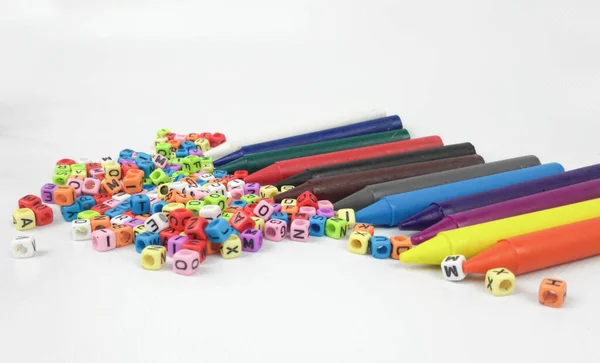 Palos Coloridos Crayón Para Niños Pequeños Bloques Plástico Coloridos Con —  Fotos de Stock