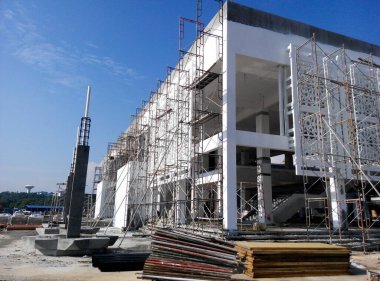 Malacca, Malaysia-25 Şubat 2017: şantiye gündüz sırasında Malacca, Malaysia, sürüyor. Günlük aktivite devam ediyor. 