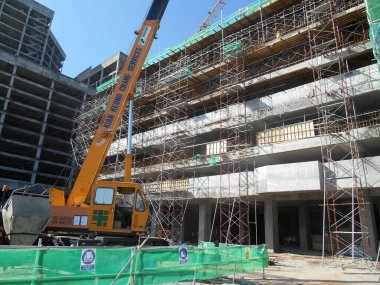 Malacca, Malaysia-25 Şubat 2017: şantiye gündüz sırasında Malacca, Malaysia, sürüyor. Günlük aktivite devam ediyor. 