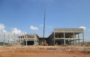 Malacca, Malaysia-25 Şubat 2017: şantiye gündüz sırasında Malacca, Malaysia, sürüyor. Günlük aktivite devam ediyor. 