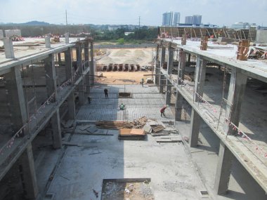 Malacca, Malaysia-25 Şubat 2017: şantiye gündüz sırasında Malacca, Malaysia, sürüyor. Günlük aktivite devam ediyor. 