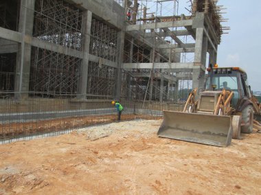 Malacca, Malaysia-25 Şubat 2017: şantiye gündüz sırasında Malacca, Malaysia, sürüyor. Günlük aktivite devam ediyor. 