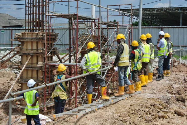 Johor Malaisie Mars 2016 Groupe Travailleurs Construction Travaillant Sur Chantier — Photo