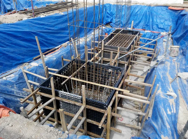 Johor Malaysia June 2015 Pile Cap Formwork Reinforcement Bar Excavated — Stock Photo, Image