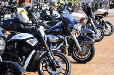 KUALA LUMPUR, MALAYSIA - 29 Temmuz 2017: Harley Davidson 'ın çeşitli tasarımları motor ön kolu ve tasarımı. Bazıları kendi yaratıcılığını kullanarak sahibinin özel yapımıdır.. 