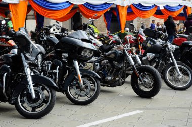 KUALA LUMPUR, MALAYSIA - 29 Temmuz 2017: Harley Davidson 'ın çeşitli tasarımları motor ön kolu ve tasarımı. Bazıları kendi yaratıcılığını kullanarak sahibinin özel yapımıdır.. 