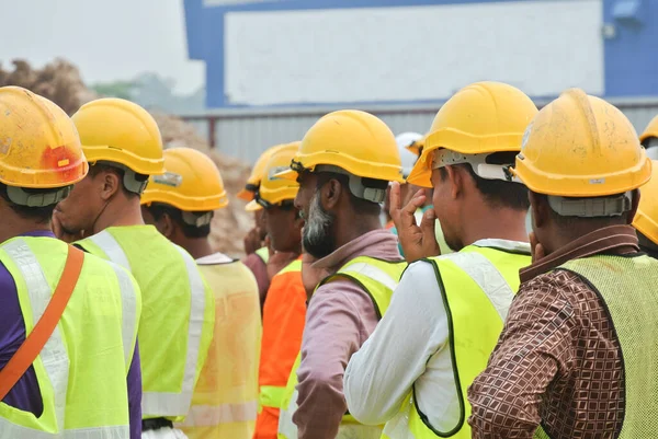 Selangor Malezya Şubat 2015 Grup Inşaat Işçileri Araya Inşaat Alanında — Stok fotoğraf