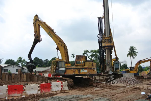 Selangor Malaysia March 2015 Sheet Pile Cofferdam Driven Machine Construction — Stock Photo, Image