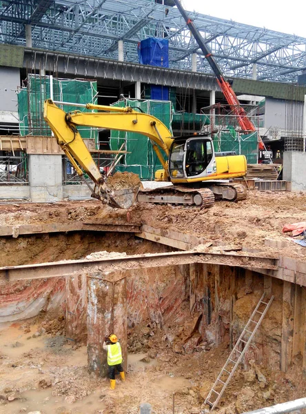 Johor Malaysia Janeiro 2016 Máquina Escavadora Uma Máquina Construção Pesada — Fotografia de Stock