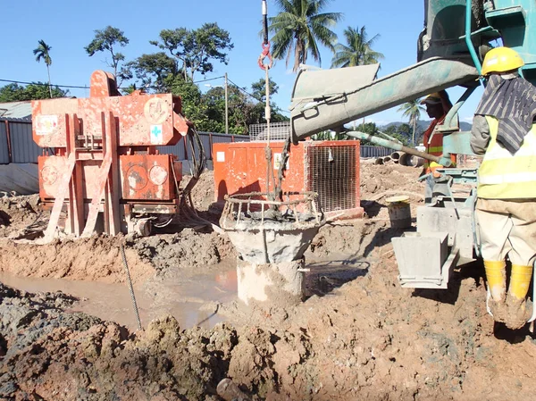 Johor Malaysia April 2015 Bore Pile Concreting Work Construction Site — Stock Photo, Image