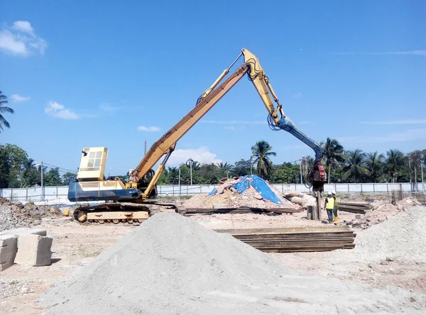 Selangor Malásia Março 2015 Máquina Movida Cofferdam Folha Canteiro Obras — Fotografia de Stock