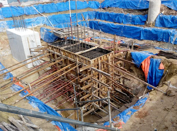 Johor Malaysia June 2015 Pile Cap Formwork Reinforcement Bar Excavated — 图库照片