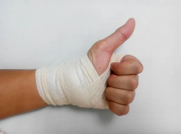 Malacca Malaysia March 2016 Left Wrist Injury Wrap Bandage — 图库照片