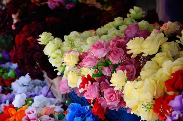 Malacca Malasia Noviembre 2014 Flores Artificiales Hechas Tela Plástico Venden —  Fotos de Stock