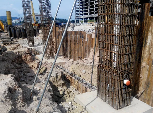 Sepang Malasia Abril 2016 Barra Refuerzo Columna Losa Construcción Sepang — Foto de Stock