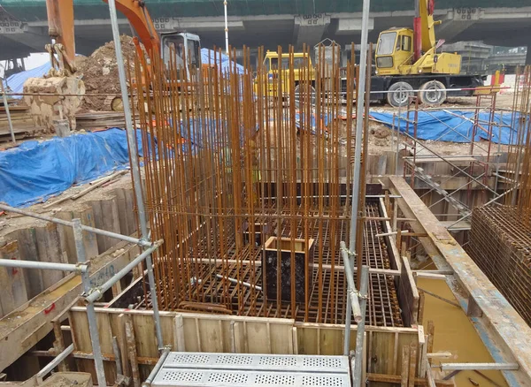 Selangor Malaysia September 2015 Pile Cap Formwork Reinforcement Bar Construction — Stock Photo, Image
