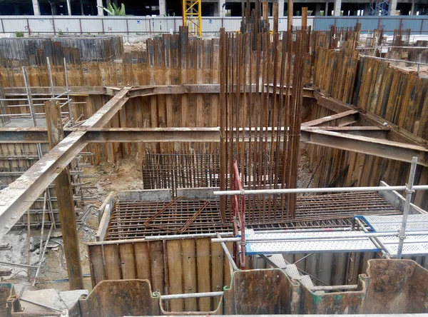 Selangor Malaysia September 2015 Pile Cap Formwork Reinforcement Bar Construction — 图库照片