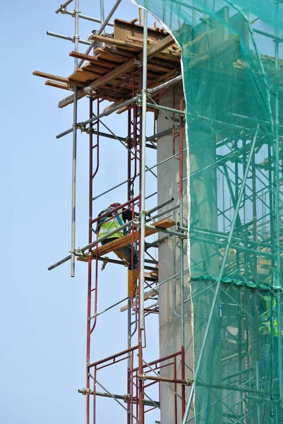 Selangor Malaysia Abril 2016 Trabalhadores Construção Civil Que Usam Arneses — Fotografia de Stock