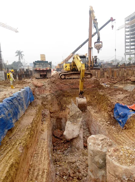 Selangor Malaysia April 2016 Excavators Machine Heavy Construction Machine Used — Stock Photo, Image