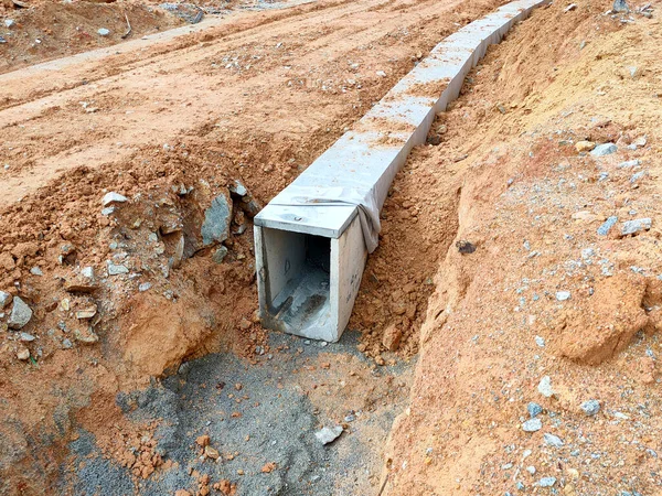 Selangor Malaysia Januari 2021 Ondergrondse Prefab Betonnen Box Duikersafvoer Aanbouw — Stockfoto