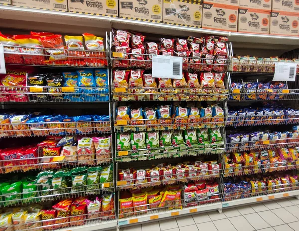 Johor Malasia Abril 2021 Selectivo Enfocado Alimentos Chatarra Marca Miscelánea — Foto de Stock