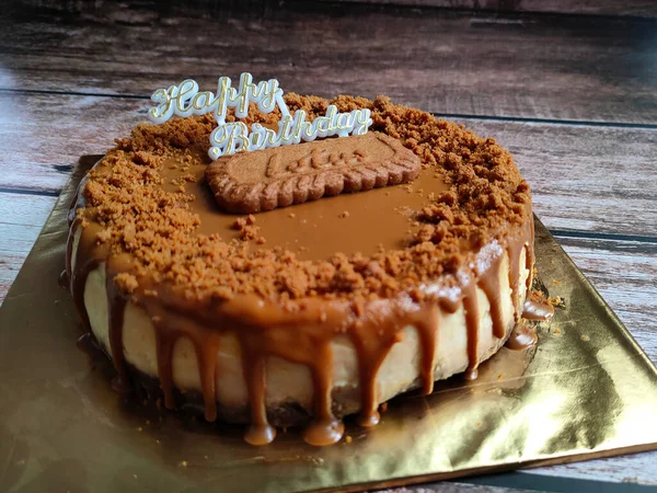 Johor Malaysia October 2020 Selected Focused Cheesecake Caramel Topping Made — Stock Photo, Image