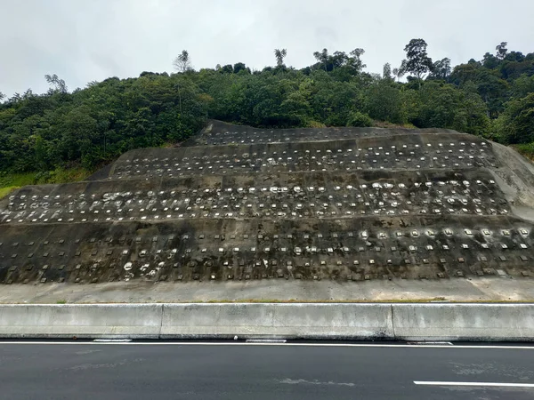 Soil Nailing Concrete Retaining Wall Ground Stabilization Technique Can Used — Fotografia de Stock