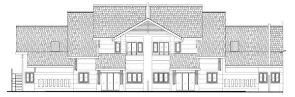 Single Story Terrace House Elevation Black White Cad Drawing Modern — Stockfoto