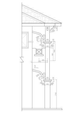 CAD generated 2D black and white architectural detail drawing. Drawings are included with dimension details for reference to the builder. Drawing details refer to a specific place.