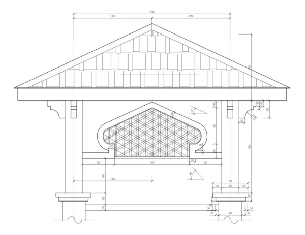 Cad Generated Black White Architectural Detail Drawing Drawings Included Dimension — Stock fotografie