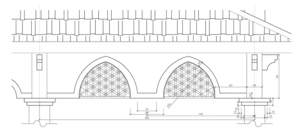 Cad Generated Black White Architectural Detail Drawing Drawings Included Dimension — Photo