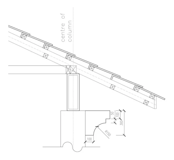 Cad Generated Black White Architectural Detail Drawing Drawings Included Dimension — Stockfoto