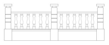 2 boyutlu dekoratif eskrim çiziminin 2 bölümü. CAD tasarımı kullanılarak oluşturuldu. Siyah beyaz çiziyor.