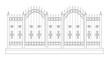 2 boyutlu dekoratif eskrim çiziminin 2 bölümü. CAD tasarımı kullanılarak oluşturuldu. Siyah beyaz çiziyor.