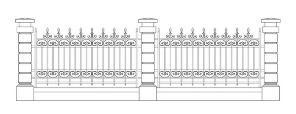 二维装饰护栏绘图的2部分 使用Cad设计创建 黑色和白色的画 — 图库照片