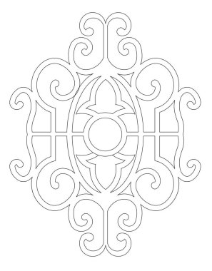 Çiçek tasarımı ve geometriyle birleştirilmiş dekoratif desen. Siyah ve beyaz olarak CAD tasarımı kullanan 2B desen.