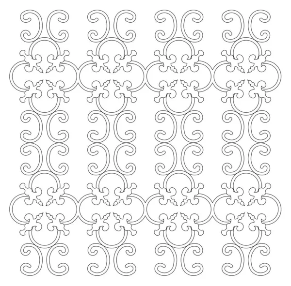 Decorative pattern based on flora design and combined with geometry. 2D pattern using CAD design in black and white.