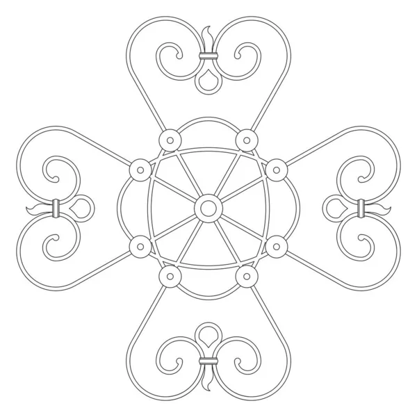 Çiçek Tasarımı Geometriyle Birleştirilmiş Dekoratif Desen Siyah Beyaz Olarak Cad — Stok fotoğraf