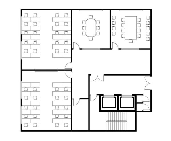 Архітектурний План Двома Семінарськими Або Класними Кімнатами Двома Невеликими Кімнатами — стокове фото