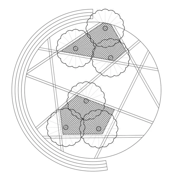 Architektonická Grafika Nebo Symbol Stromů Květináče Krajinném Designu Horního Pohledu — Stock fotografie