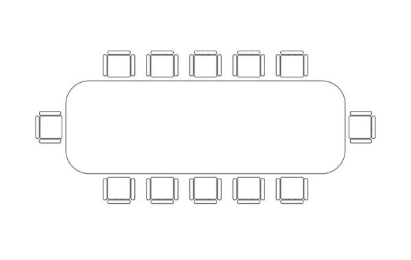 Dibujo Gráfico Una Mesa Reunión Con Sillas Arriba Dibujo Blanco — Foto de Stock