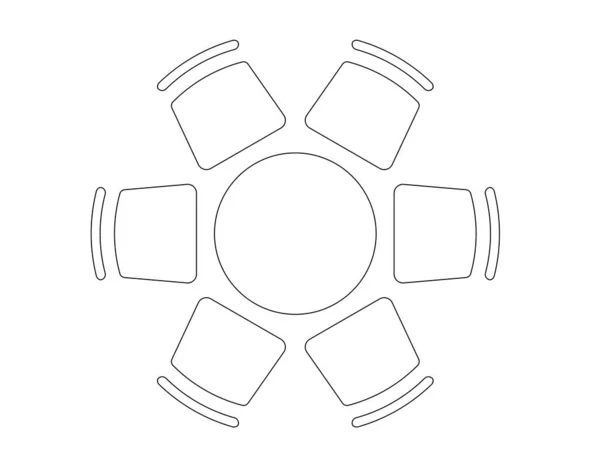 Графический Рисунок Стола Совещаний Стульями Сверху Черно Белый Рисунок Использованием — стоковое фото