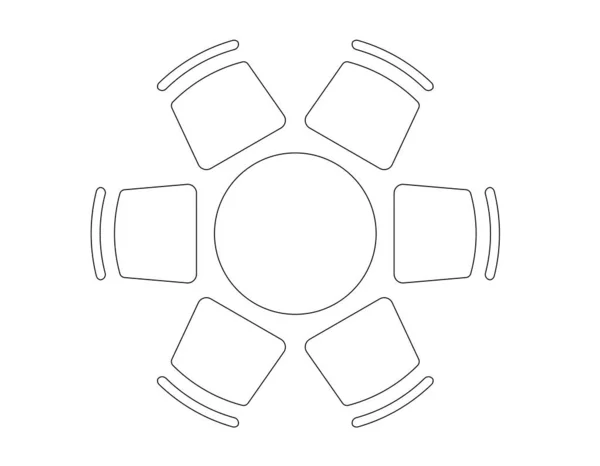 Tárgyalóasztal Grafikus Rajza Felülről Székekkel Fekete Fehér Rajz Cad Segítségével — Stock Fotó